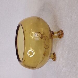 Vtg Viking Glass Flower-Lite Amber Footed Flower Bowl 1960s